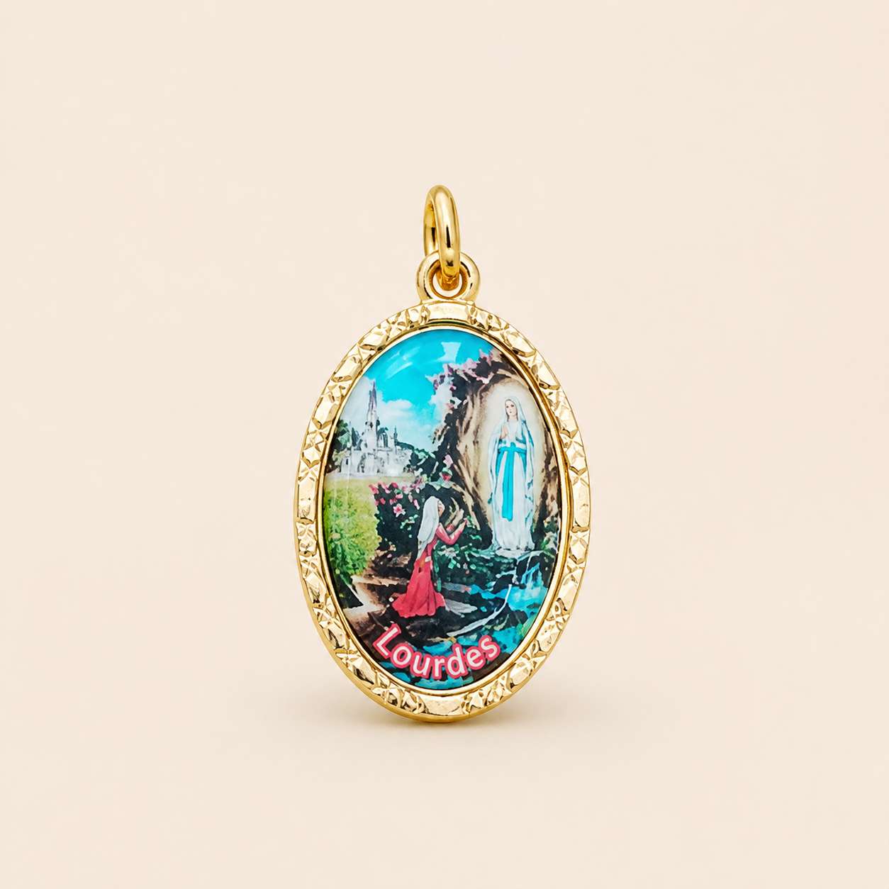 MEDALLA METAL DORADA 22MM VIRGEN DE LOURDES